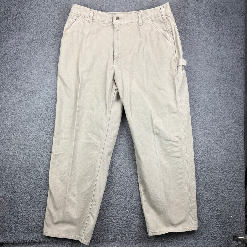 Carhartt B11 DES Tan Duck Canvas Carpenter Pants Mens 40x30 Loose Fit Workwear